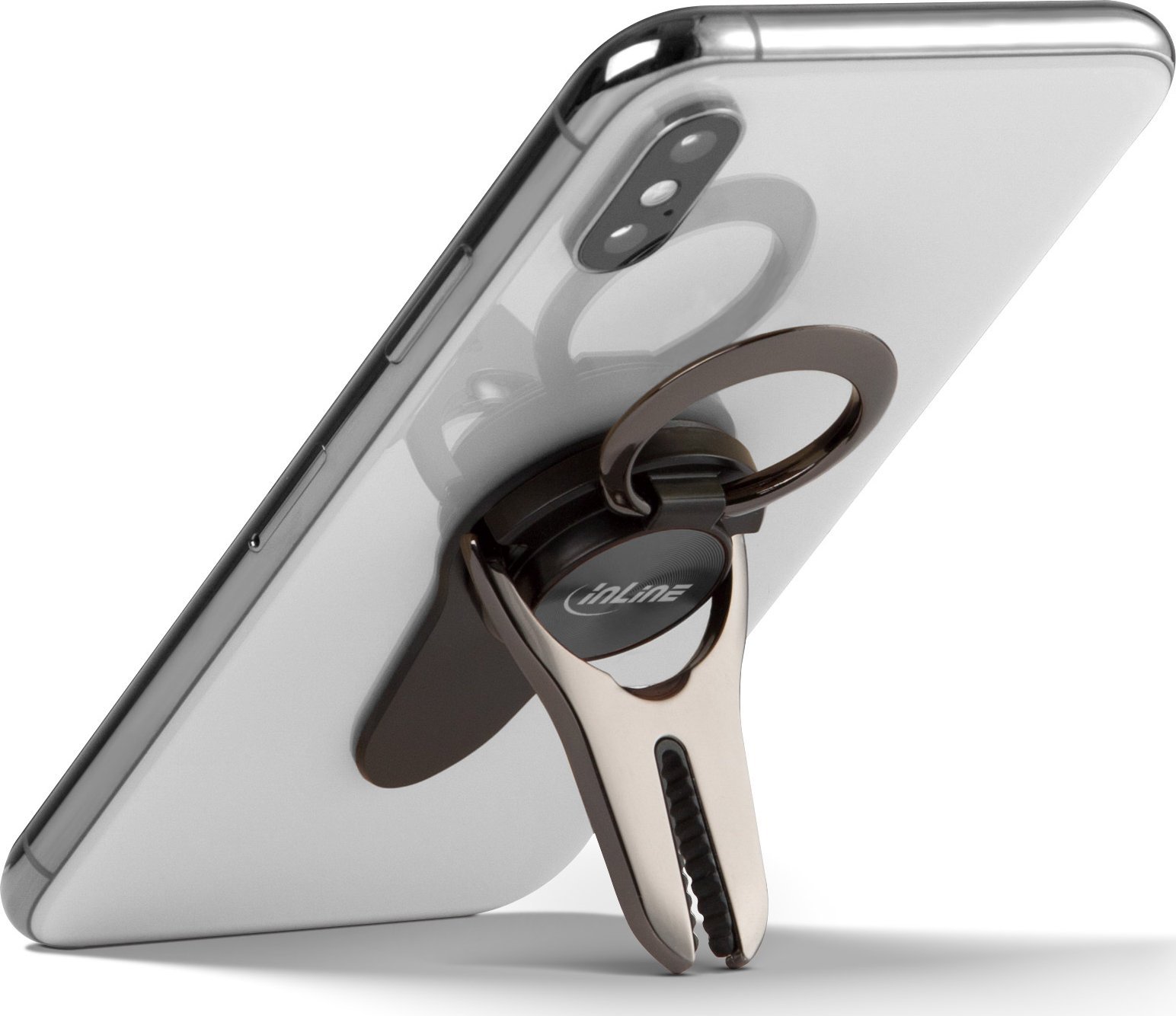 Држач за телефон InLine Smartclip 3 во 1, самолеплив, за автомобил и маса, сина