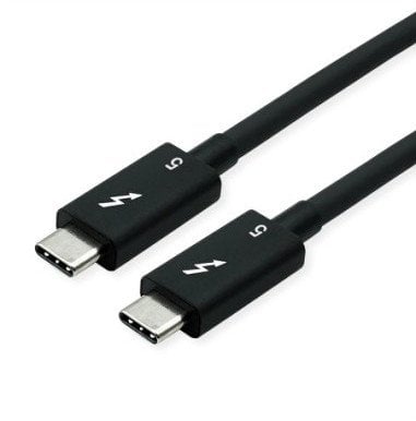 Kабел ROLINE Thunderbolt 5 USB C во USB C, 80 Gbit/s, 240W, 0.8m, црн