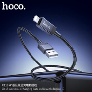 Кабел USB Hoco X118, USB A во Lightning, 1m, со екран, црн