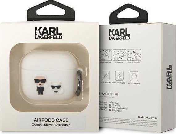 Футрола AirPods 3 Karl Lagerfeld KLACA3SILKCW, силикон, бела