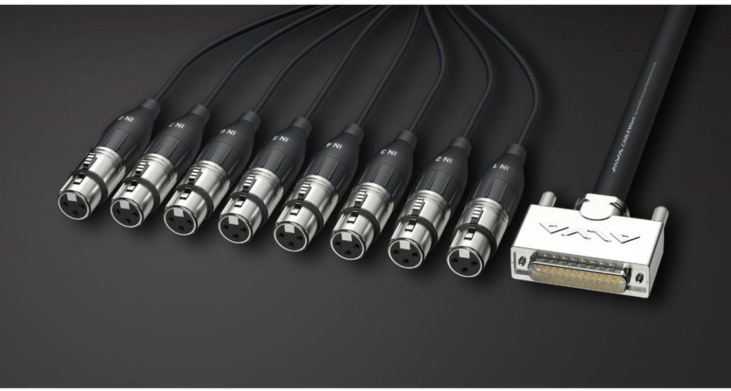 Kabllo audio multicore Alva Audio, 5m, D Sub25 mashkull në 8x XLR femër, e zezë