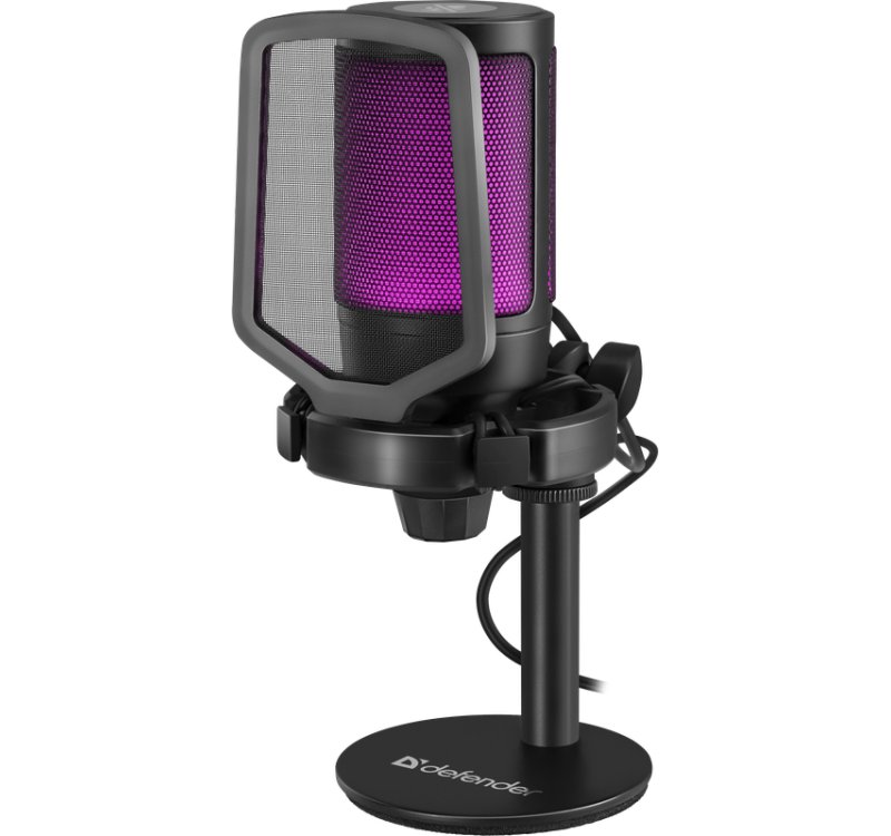 Mикрофон USB Defender Impulse GMC 600, кондензатор, RGB, црн