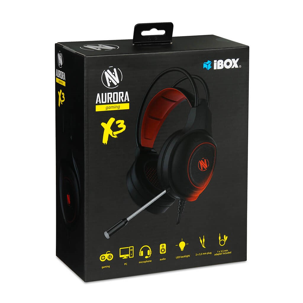 [OUTLET] Kufje iBOX X3 GAMING HEADPHONES, 2 m, me kabllo, të zeza / të kuqe