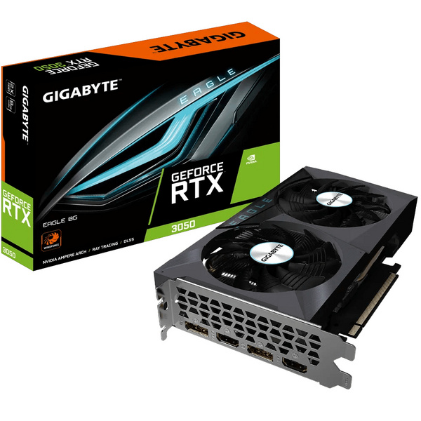 Kartelë grafike GIGABYTE GeForce RTX 3050 EAGLE, 8GB GDDR6, 128-bit, 2560 CUDA cores, e zezë