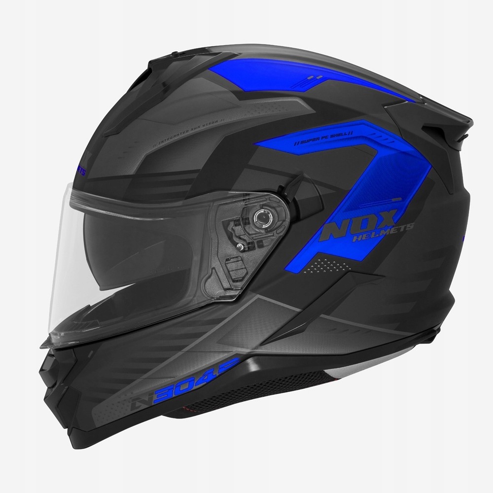 Helmetë integrale Nox N304S Carver, vizor dielli, madhësia XXL, e zezë blu