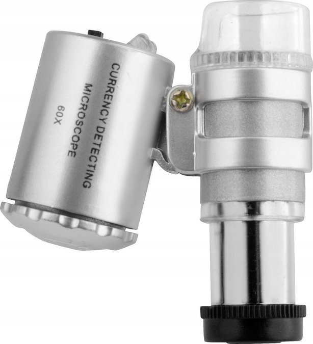Џебен микроскоп GEKO G03218, зголемување 60x, LED и UV осветлување, бел