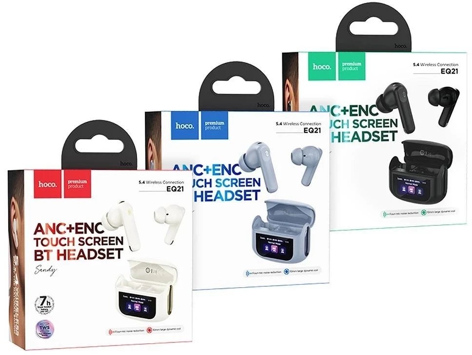 Kufje wireless in ear Hoco EQ21, TWS ANC ENC, ekran me prekje, të bardha