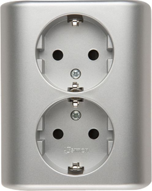 Prizë e dyfishtë murale Kontakt-Simon Simon 54 EGSZ2SPZ/11, 16A 250V, me mbulesa mbrojtëse, e bardhë