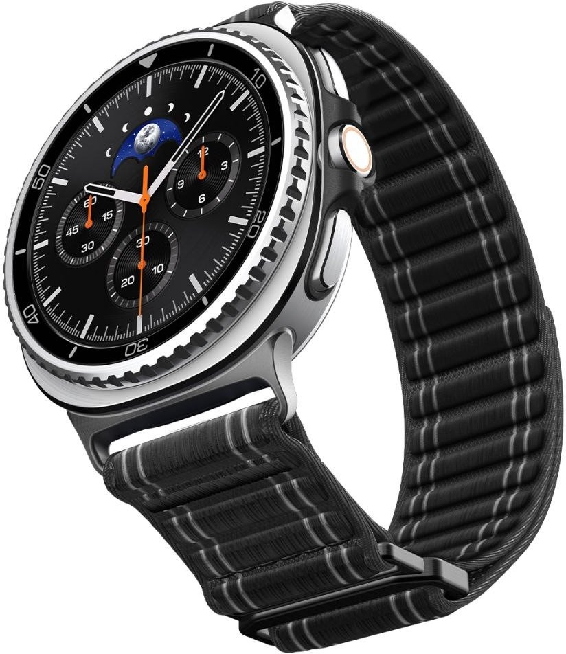 Rrip ore Spigen Fabric Band për Samsung Galaxy Watch 8, hook and loop, për 46mm 44mm 40mm, i zi