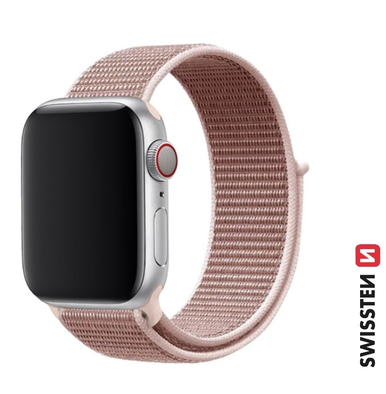 Rrip ore Swissten Nylon Case për Apple Watch 42/44/45/49 mm, rozë gold