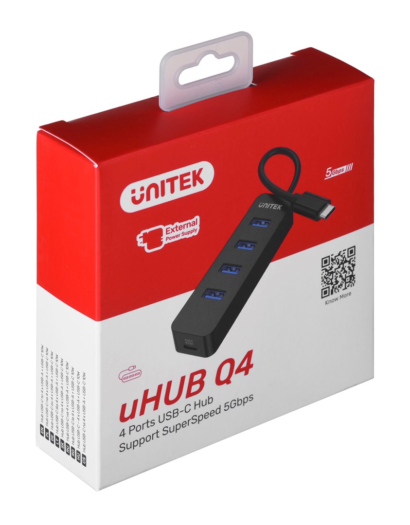USB HUB Unitek H1117B, 4x USB-A 3.1, 10W, USB-C, i zi