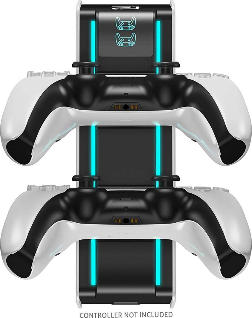 Stacion karikimi për kontrollerë PS5, i bardhë