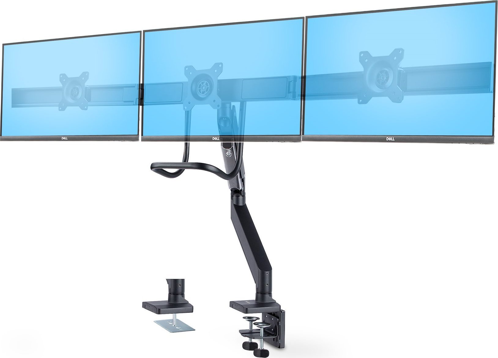 Mbajtëse tavoline për 3 monitorë StarTech.com Crossbar, deri 27", VESA 75x75/100x100, e zezë