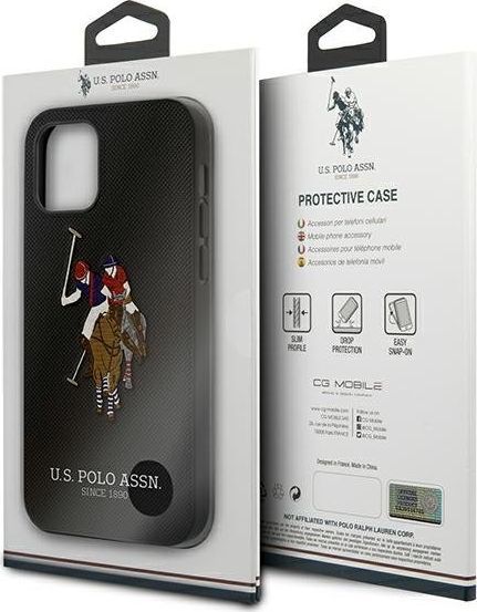 Mbështjellëse US Polo USHCP12LPUGFLBK për iPhone 12 Pro Max Polo Embroidery Collection, e zezë