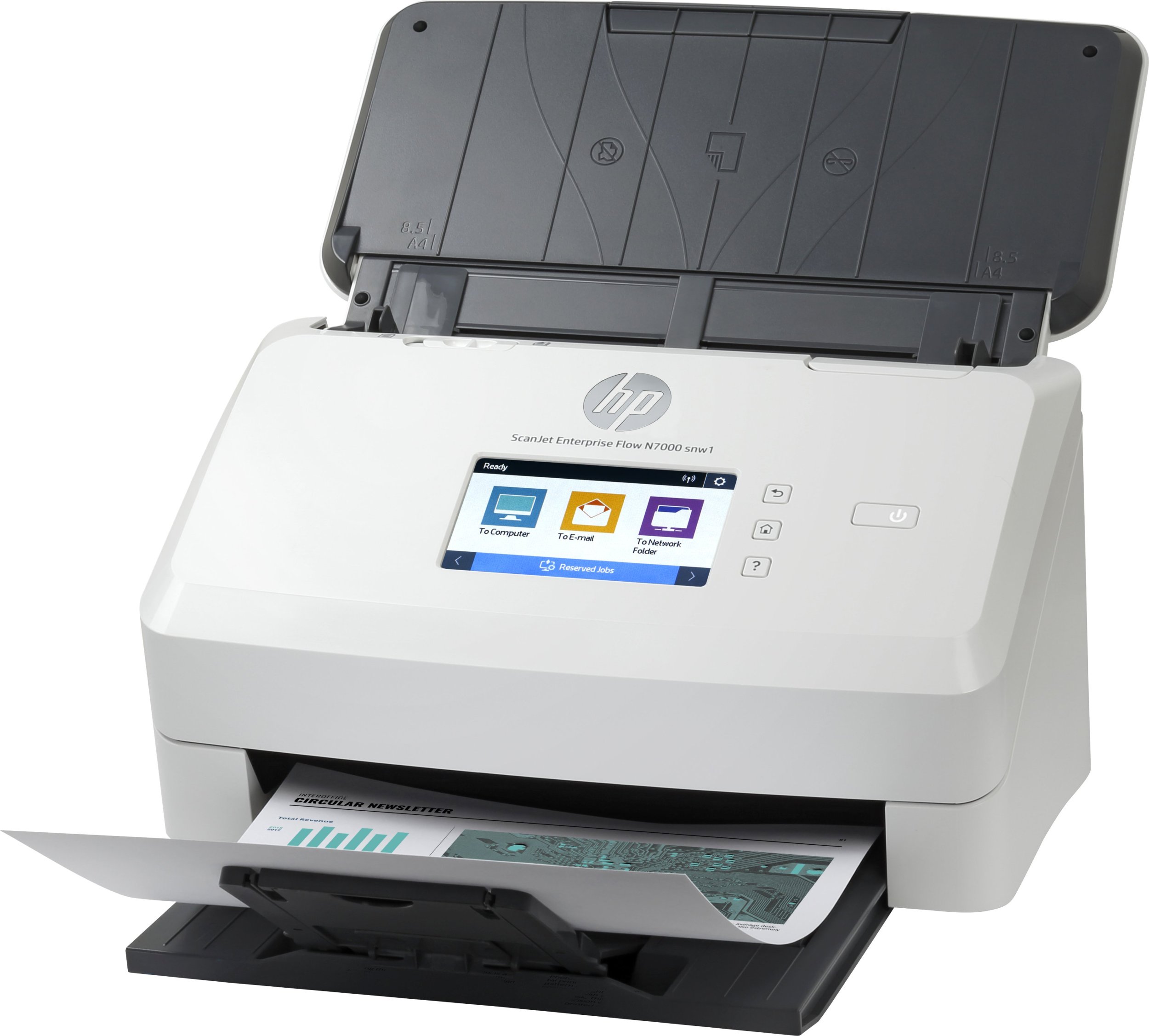 Скенер со вметнување листови HP ScanJet Enterprise Flow N7000 Snw1, 600 x 600 DPI, бел