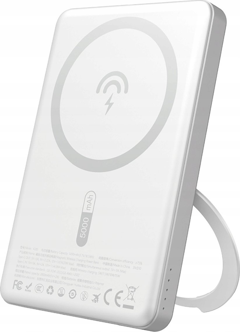 Karikues portativ Dudao K28S, 5000mAh, 20W PD MagSafe me stendë, argjend