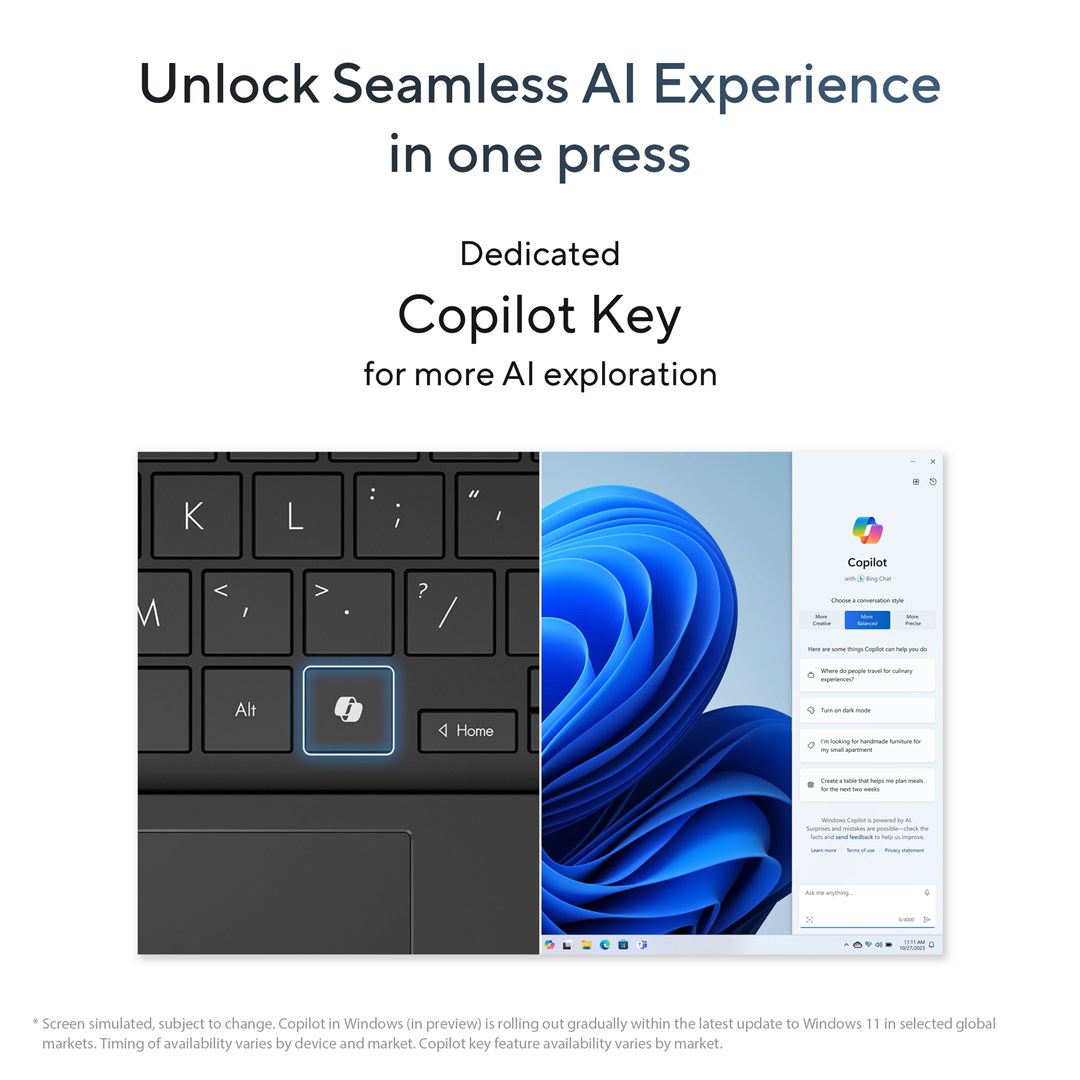 Laptop ASUS Vivobook S, 15.6", Intel 185H, 32 GB RAM, 1 TB SSD, i zi