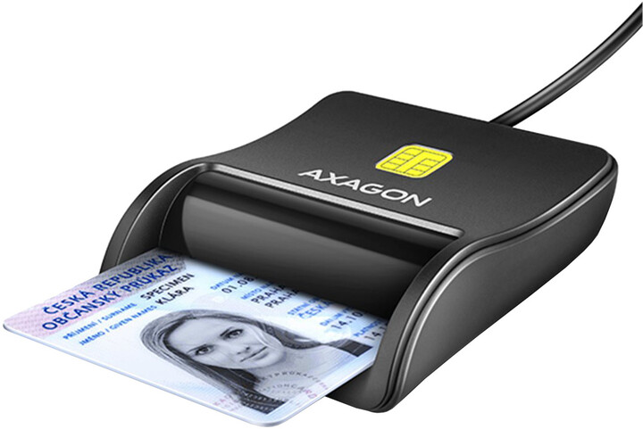 Lexues kartash me kontakt AXAGON CRE-SM3N, USB-A FlatReader Smart card (eCitizen), me kabllo 1.3m