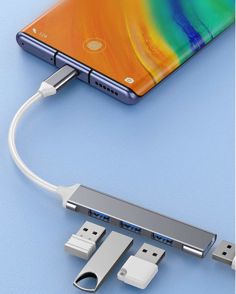 USB Hub USB-C Vakoss TC-4125X, 1xUSB 3.0, 3xUSB 2.0, i argjendtë
