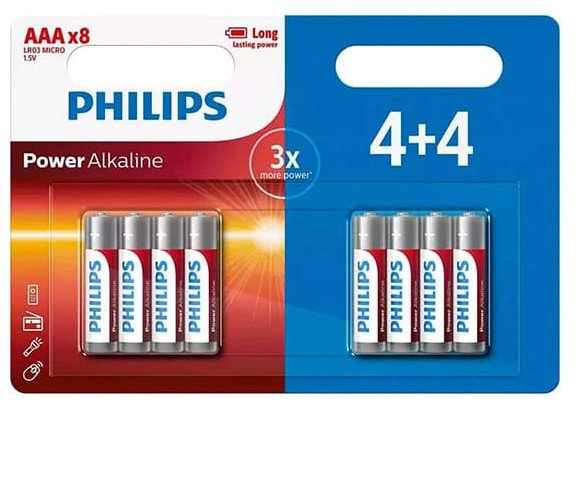 Bateri alkaline Philips Power, AAA, pako 8 copë