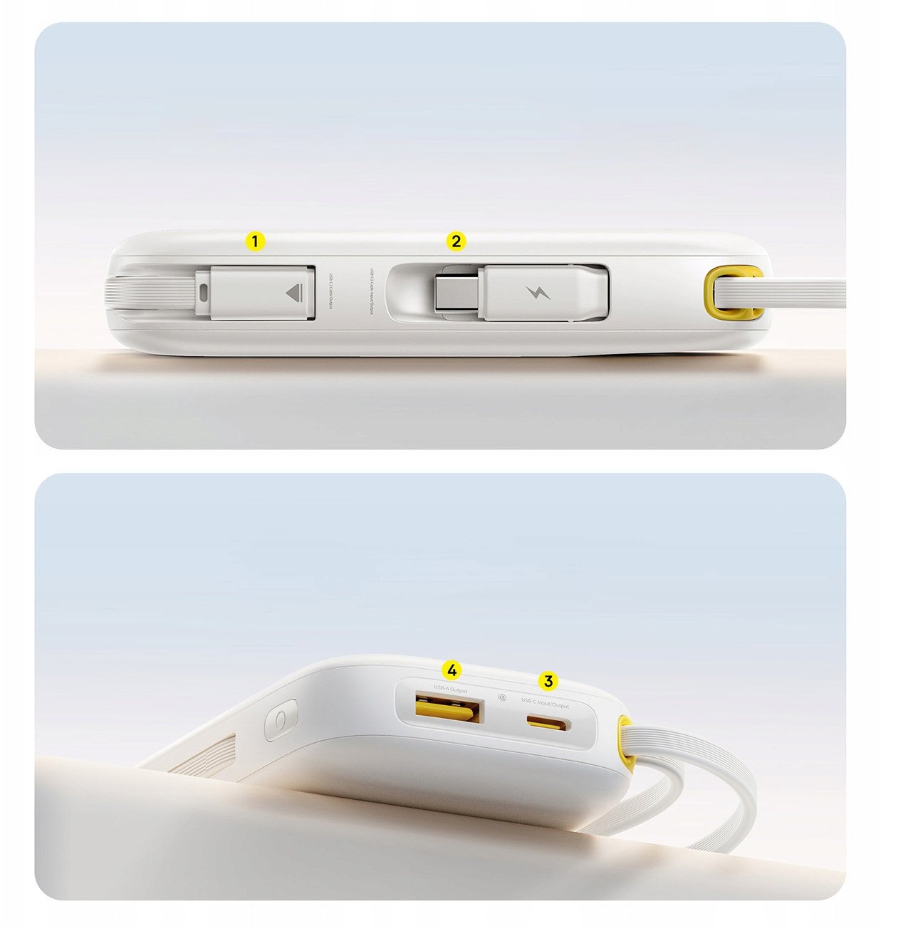 Power bank Baseus, 22.5W, 20000mAh, me kabllo USB C dhe Lightning të integruara, i zi