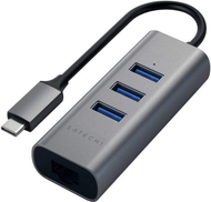 USB Hub Satechi USB-C 2in1 Ethernet, i hirtë