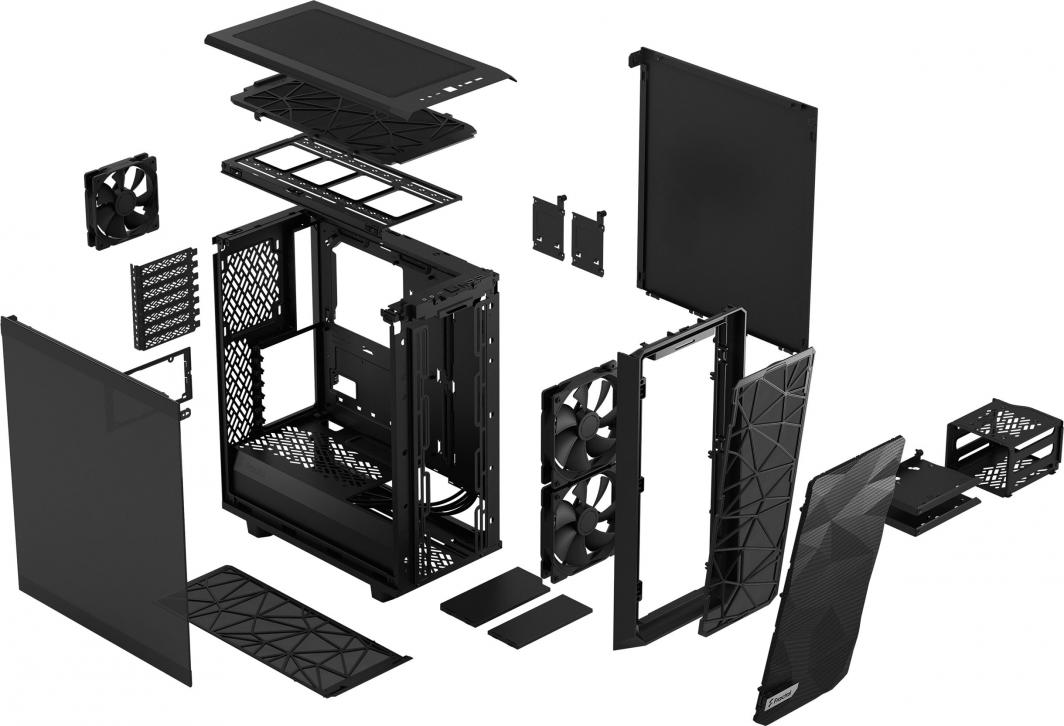 Kasë Fractal Design Meshify 2 Compact TG Dark Tint, e zezë, Midi Tower
