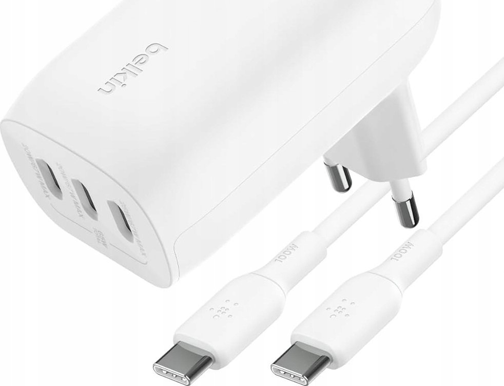 Karikues muri Belkin BoostCharge, 3 porta USB C, 67W, i bardhë