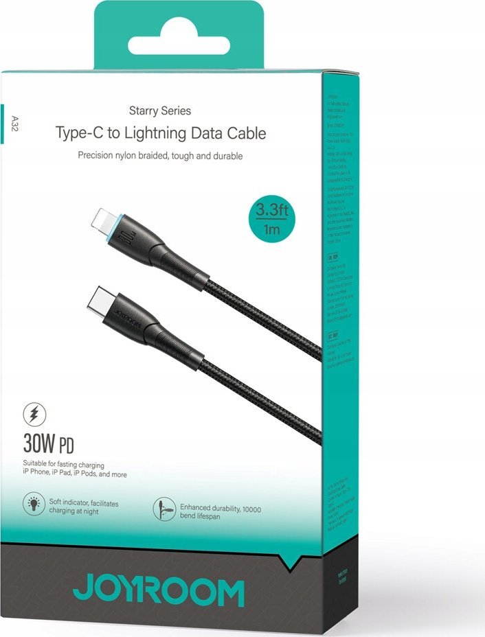 Kabllo karikues Joyroom Starry Series SA32 CL3, USB C në Lightning, 30W Power Delivery, 1m, gri