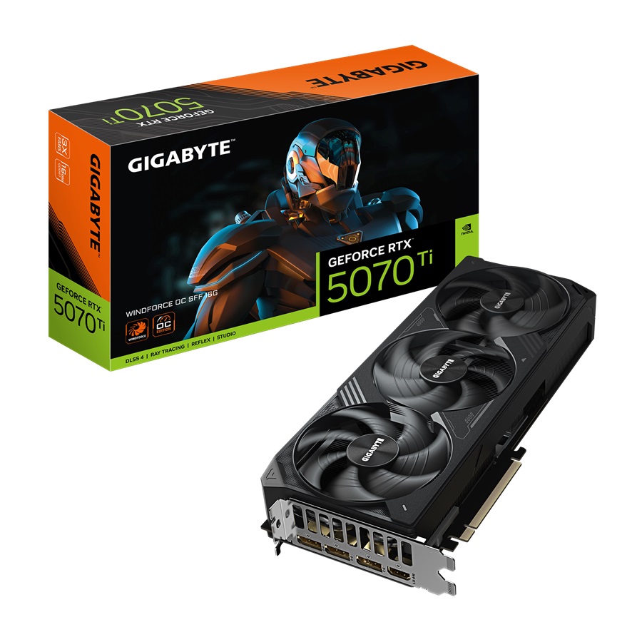 Kartelë grafike GIGABYTE GeForce RTX 5070 Ti WINDFORCE OC SFF, 16GB GDDR7, e zezë