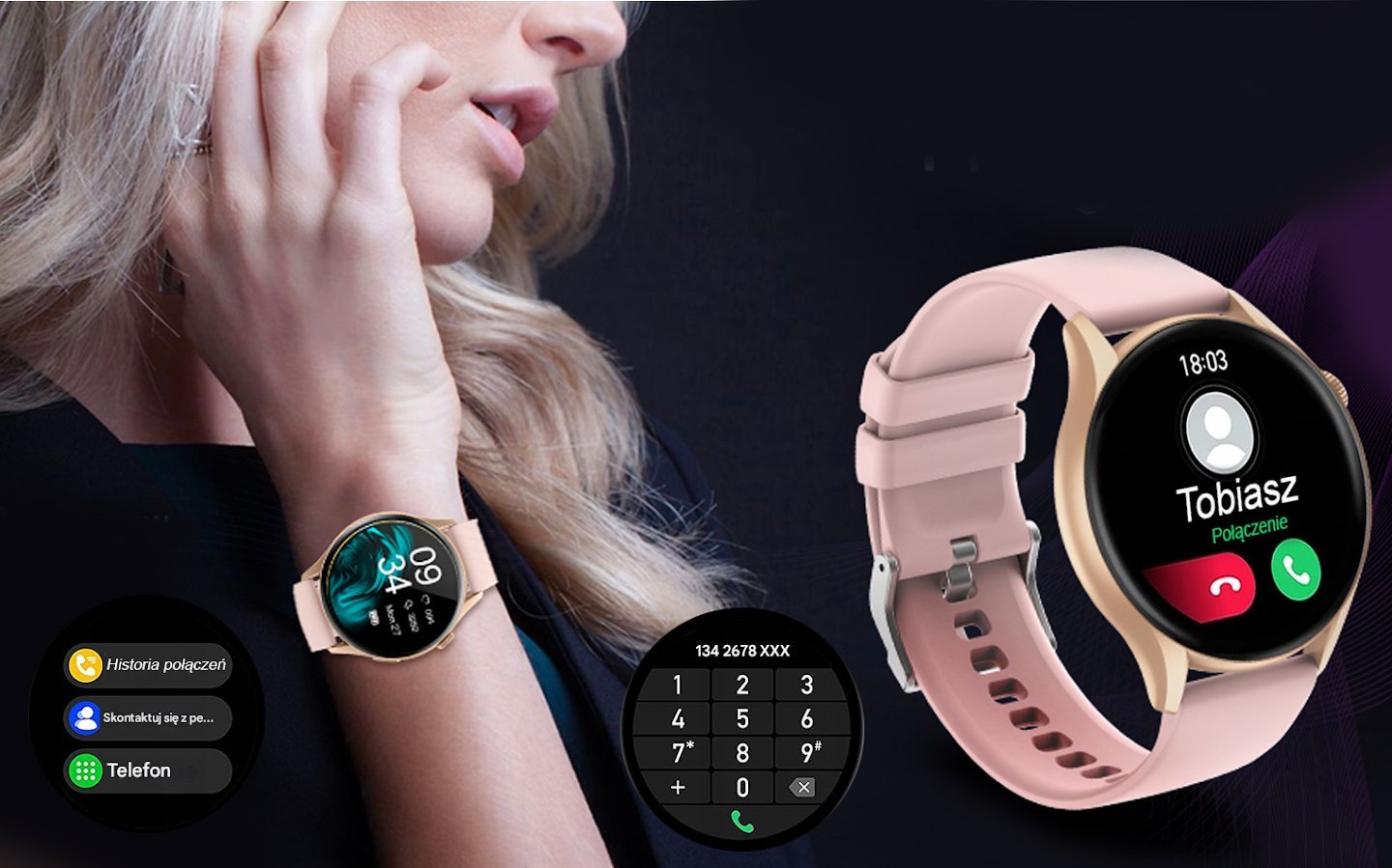 Smartwatch për gra Gravity GT11-2, ekran 1.43" AMOLED, Bluetooth 5.2, ari me rrip i bardhë