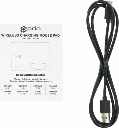 Mousepad me karikim wireless Prio, 15W, USB C, i zi