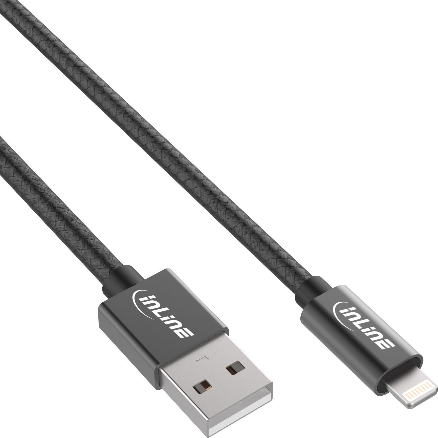 Kabllo USB InLine USB A në Lightning, 2 m, gri