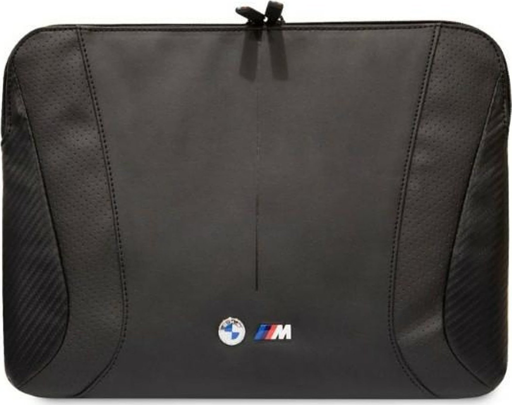 Çantë sleeve për laptop BMW Carbon Perforated, 14", najlon dhe lëkurë eko, e zezë