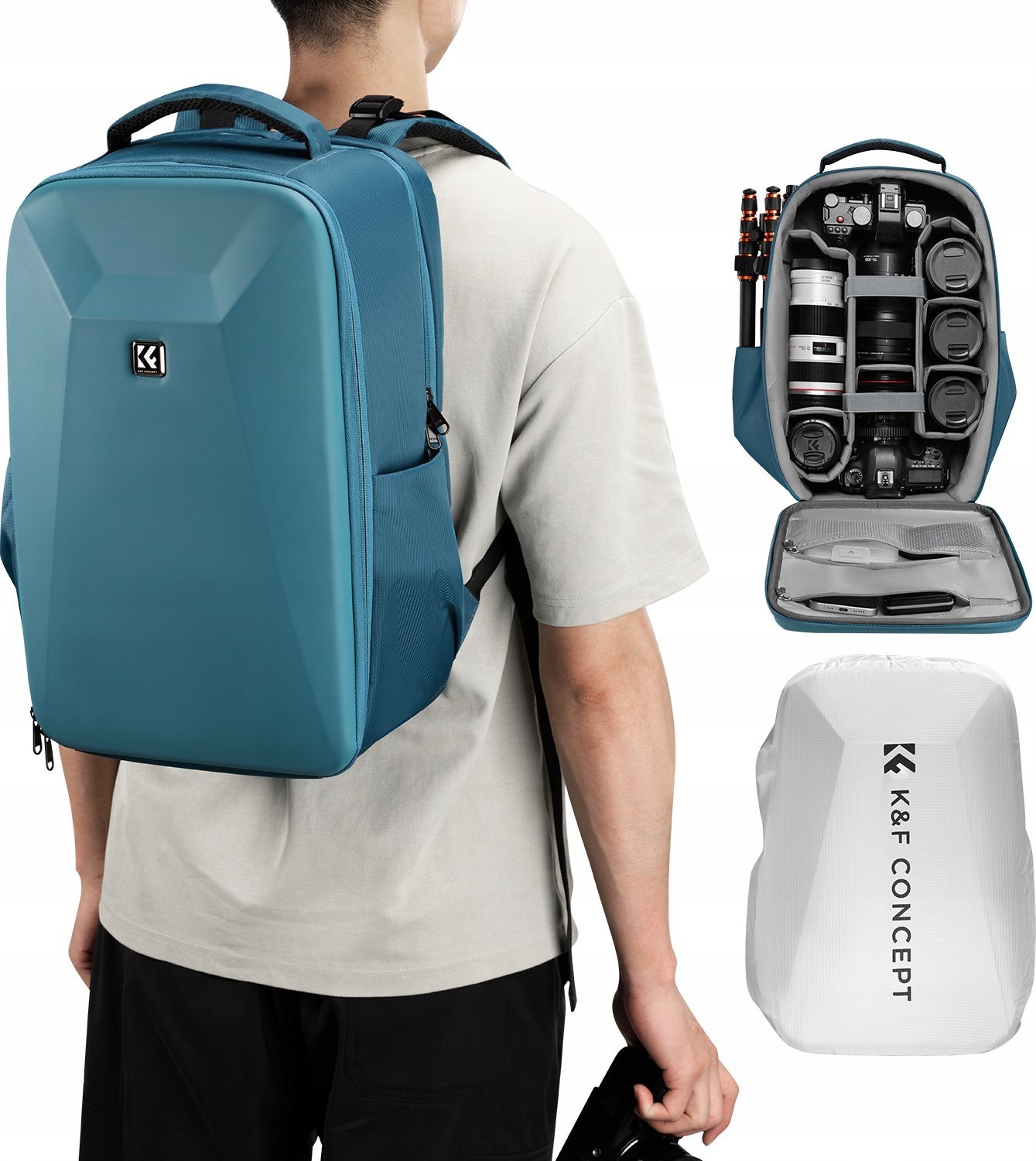Çantë shpine K&amp;F Concept, për DSLR dhe drone, rezistente ndaj ujit, me mbulesë shiu, e zezë