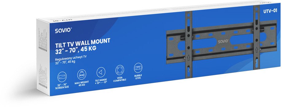 Mbajtëse televizioni Savio UTV-01, 32-70", deri 45 kg, argjendtë