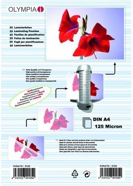 Folie laminimi Olympia, 25 copë, A4