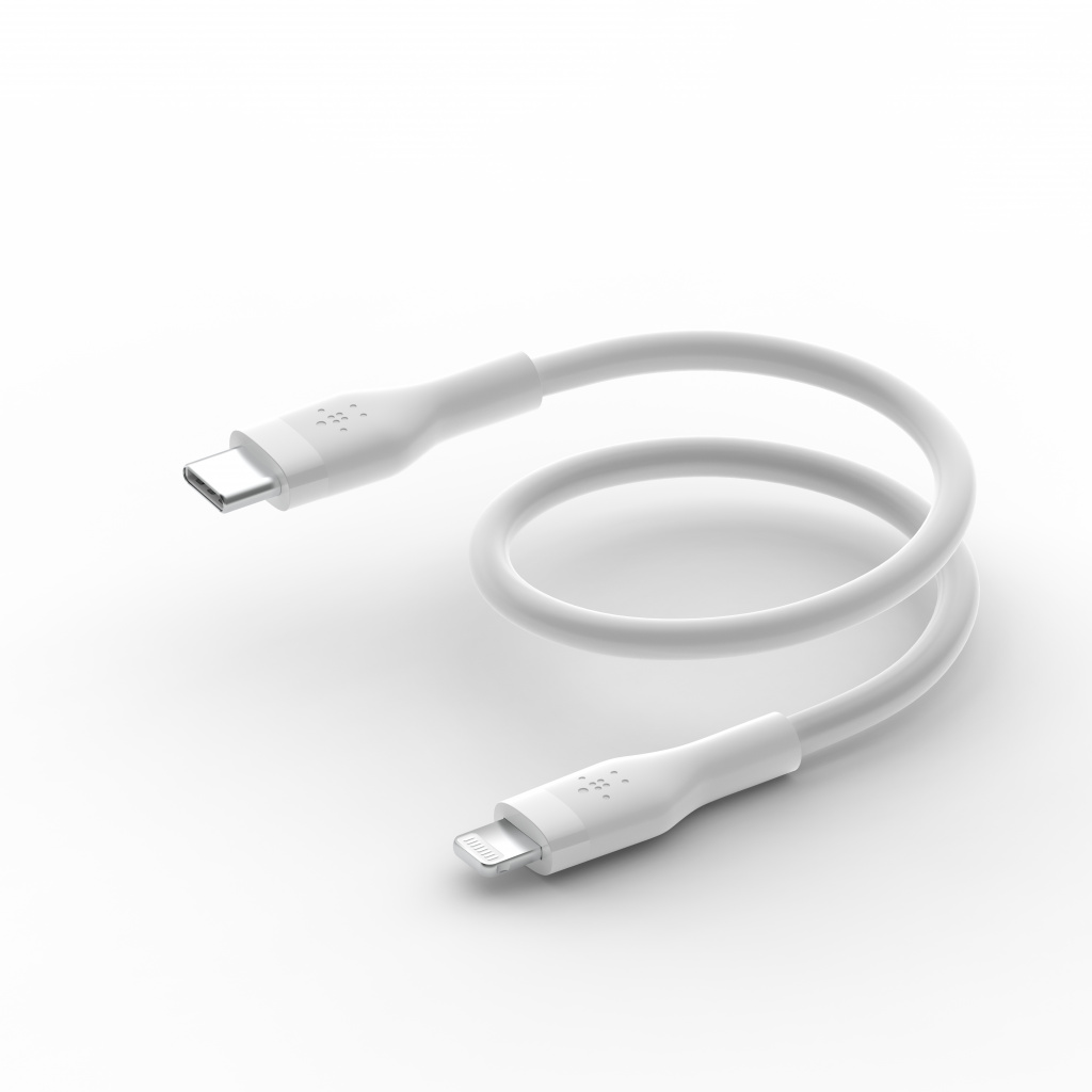 Kabllo silikoni Belkin Boost Charge USB-C - Lightning, 2m, e bardhë
