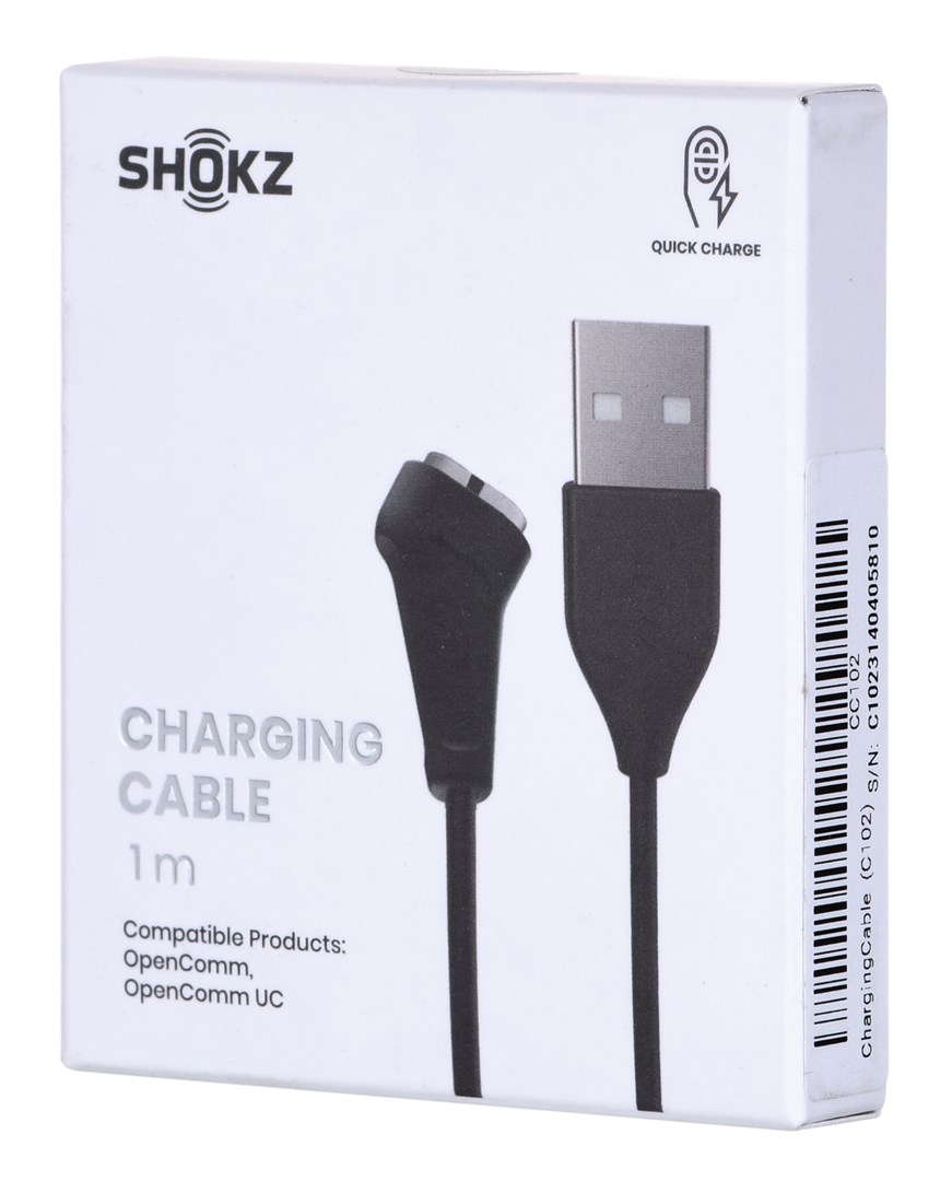 Kabllo karikimi magnetik SHOKZ OpenComm, USB, e zezë