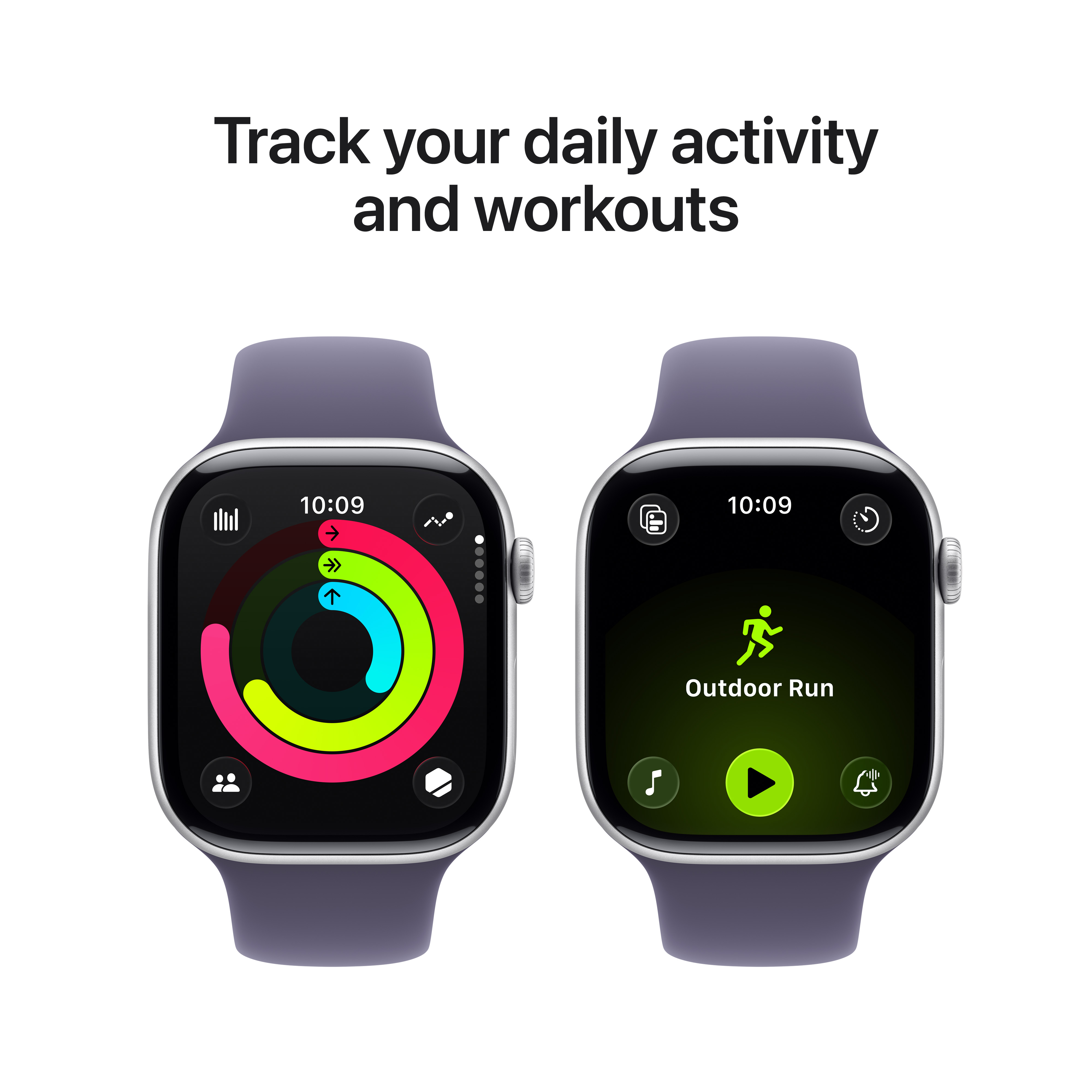 Apple Watch S11 GPS 42mm Silver Aluminium Case with Purple Fog Sport Band, M/L