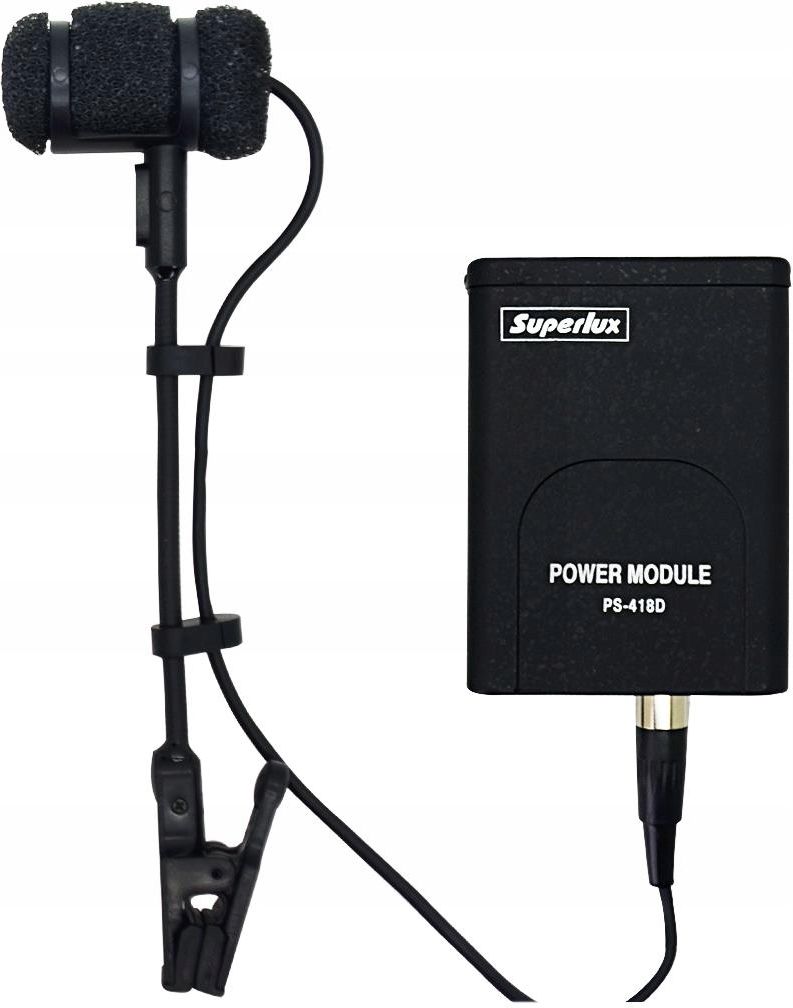 Mikrofon kondensator për instrument Superlux PRA383DXLR, gooseneck, kapsje për instrument, i zi