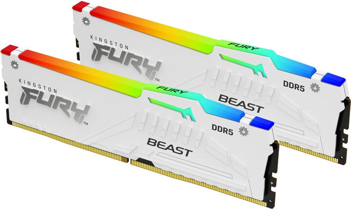 Module të memories Kingston Fury Beast White RGB 32GB (2x16GB) DDR5 5200 CL36, AMD EXPO Module të memories Kingston Fury Beast White RGB 32GB (2x16GB) DDR5 5200 CL36, AMD EXPO