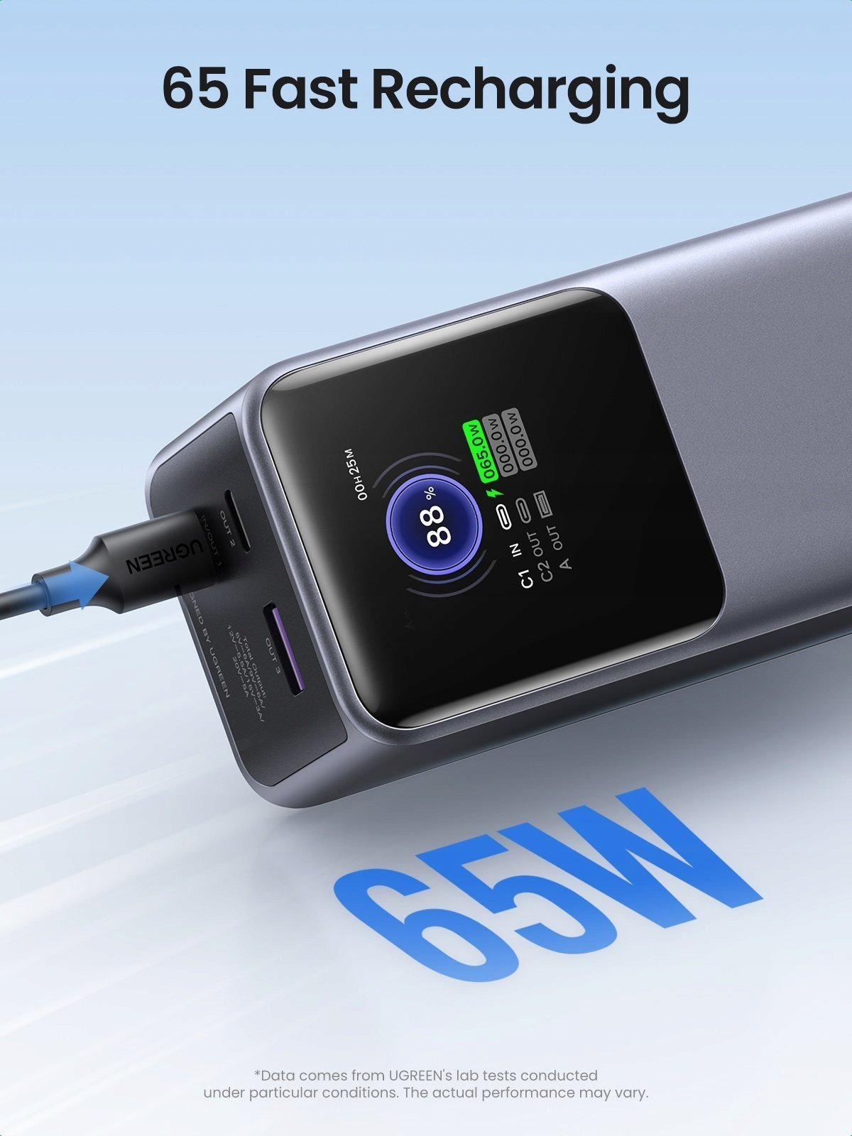 Powerbank Ugreen 20000mAh, 130W, karikim i shpejtë, gri