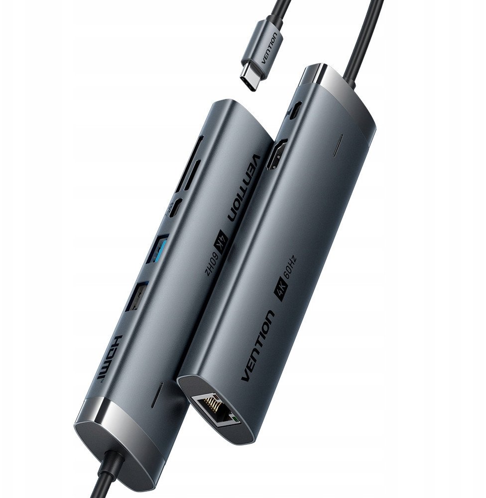 Docking station USB C Vention 8 in 1, HDMI 4K, PD 100W, gri