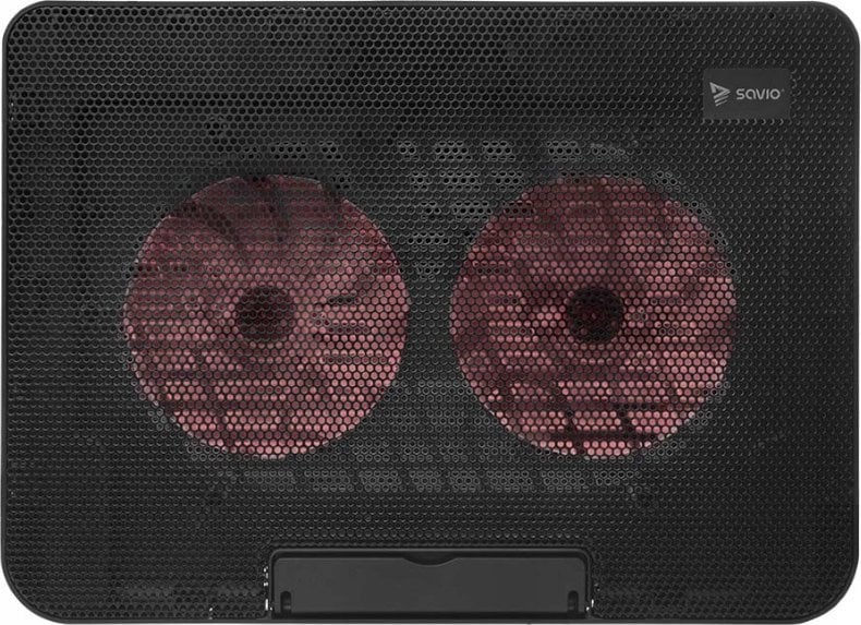 Ладилна подлога за лаптоп Savio COS-02, 2 вентилатори, црвено ЛЕД, црна