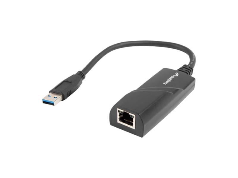 Kartë rrjeti Lanberg NC-1000-01, USB 3.0, Gigabit Ethernet, e zezë
