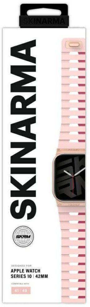 Rrip dore Skinarma Gemini Pink Band për Apple Watch 42/41/40 mm, silikon, rozë