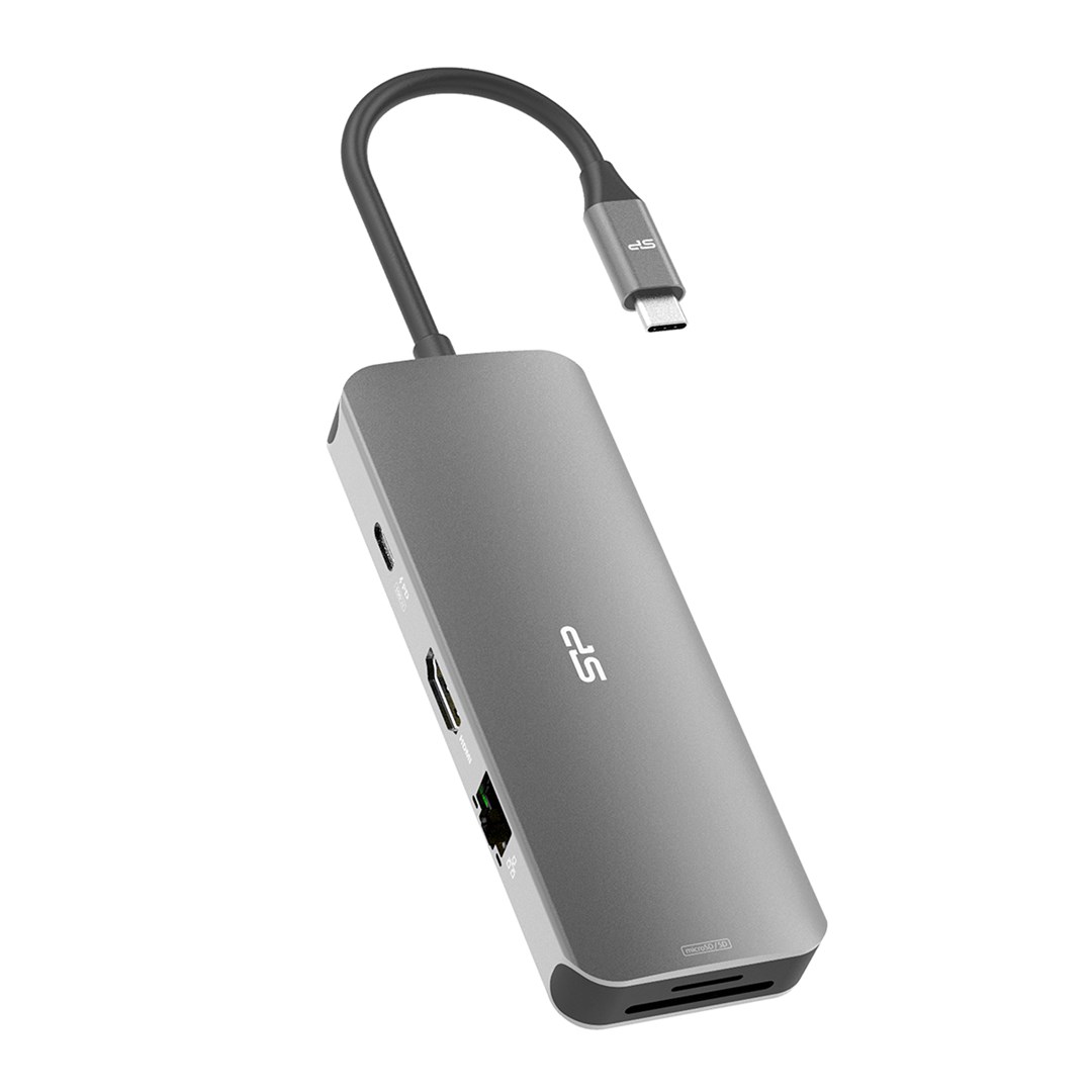 Stacion dokues SPU3C08DOCSR300G, USB-C, 100W, 8 porte, i argjendtë