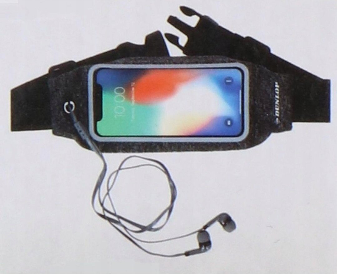 Mbajtëse telefoni për bel Dunlop, e papërshkueshme nga uji, për vrapim dhe biçikletë, e zezë