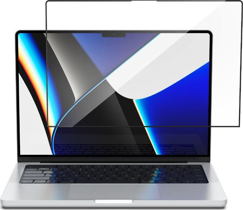 Mbrojtës ekrani Spigen Glass FC për MacBook Pro 14" 2021, xham i fortë, kornizë e zezë